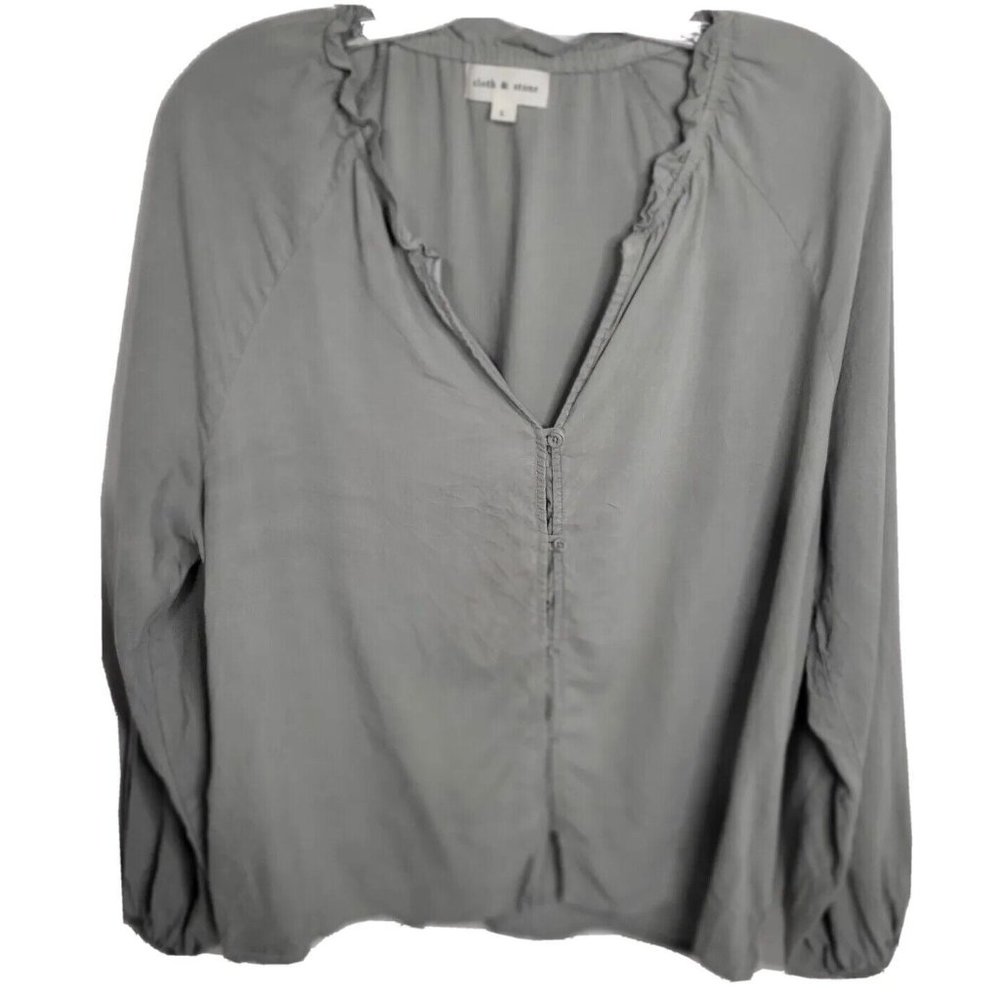 cloth & stone bohemian chic grey Large romantic pirate top casual relaxed fit